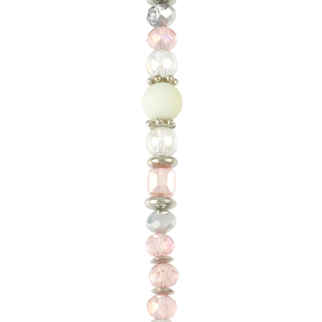 12 Pack: Pink & White Glass Round Beads Mix by Bead Landing™